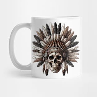 Ancient Tribal Chief Skull with Headdress Mug